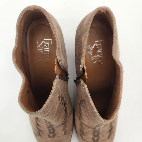 NWOT Franco Sarto Size 9M Booties Leather/Man Made‎ Upper Laced Top Stacked Heel - Picture 5 of 11